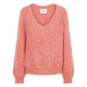 Second Female West Knit V-neck Wool Mohair Pink Orange Sweater L